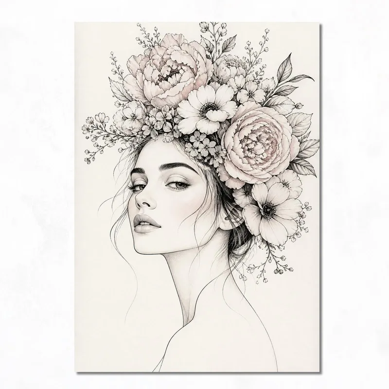Canvas art print flower crown portrait