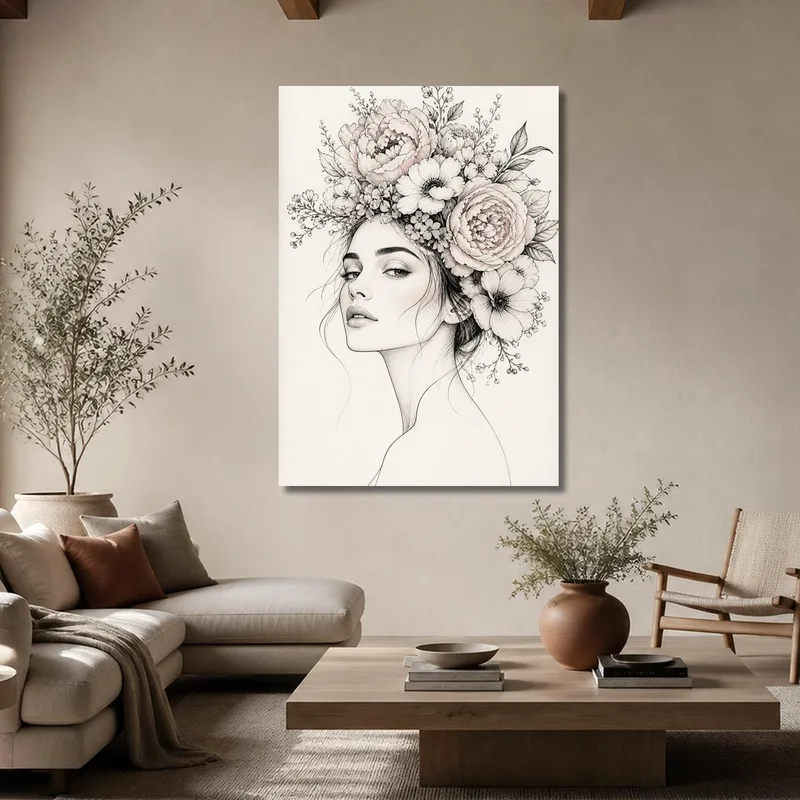 Canvas art print flower crown portrait