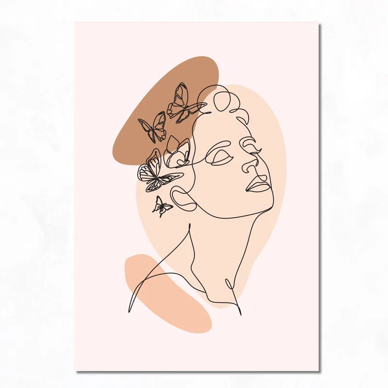 Quadro moderno donna con farfalle