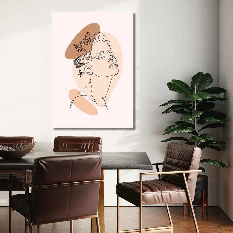 Quadro moderno donna con farfalle