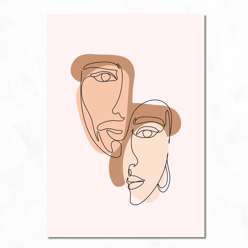 Lienzo artistico caras de líneas abstractas