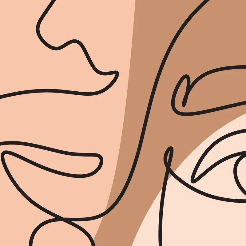 Lienzo artistico caras de líneas abstractas