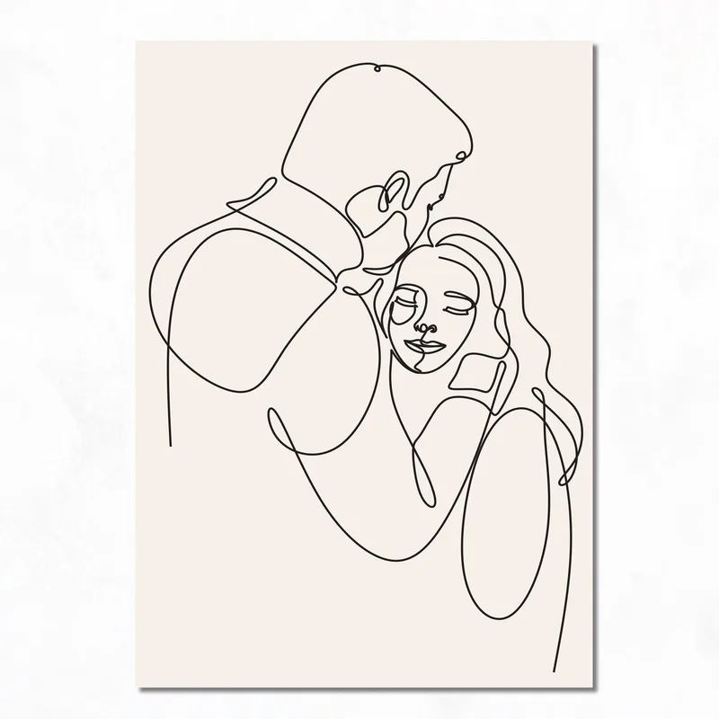 Canvas print minimalist couple line art