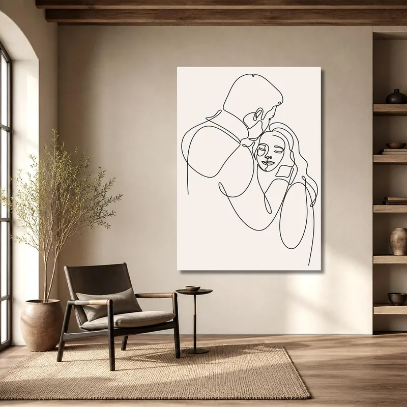 Canvas print minimalist couple line art