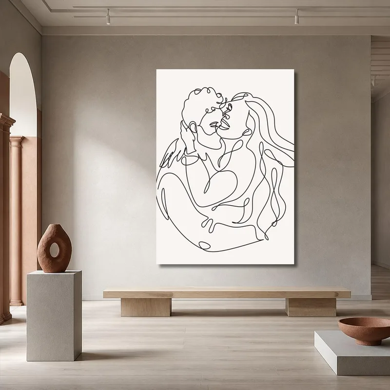 Leinwanddruck liniene kunst umarmung