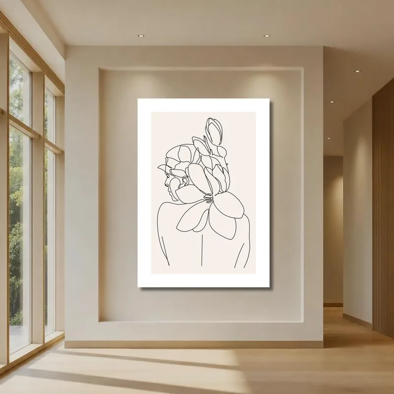 Quadro moderno donna con capelli floreali