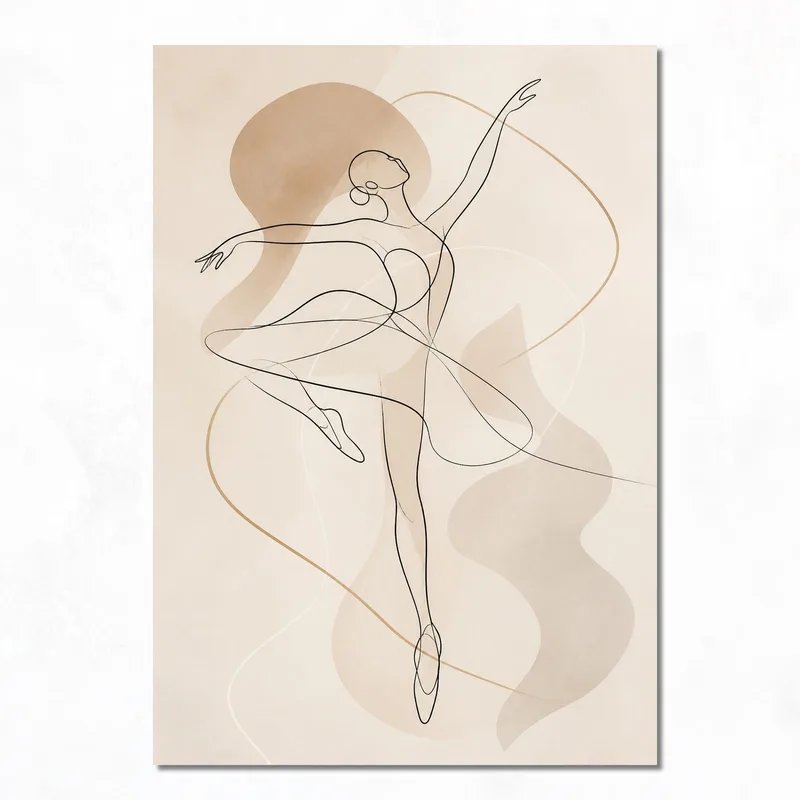 Toile artistique contours de danse de ballerine