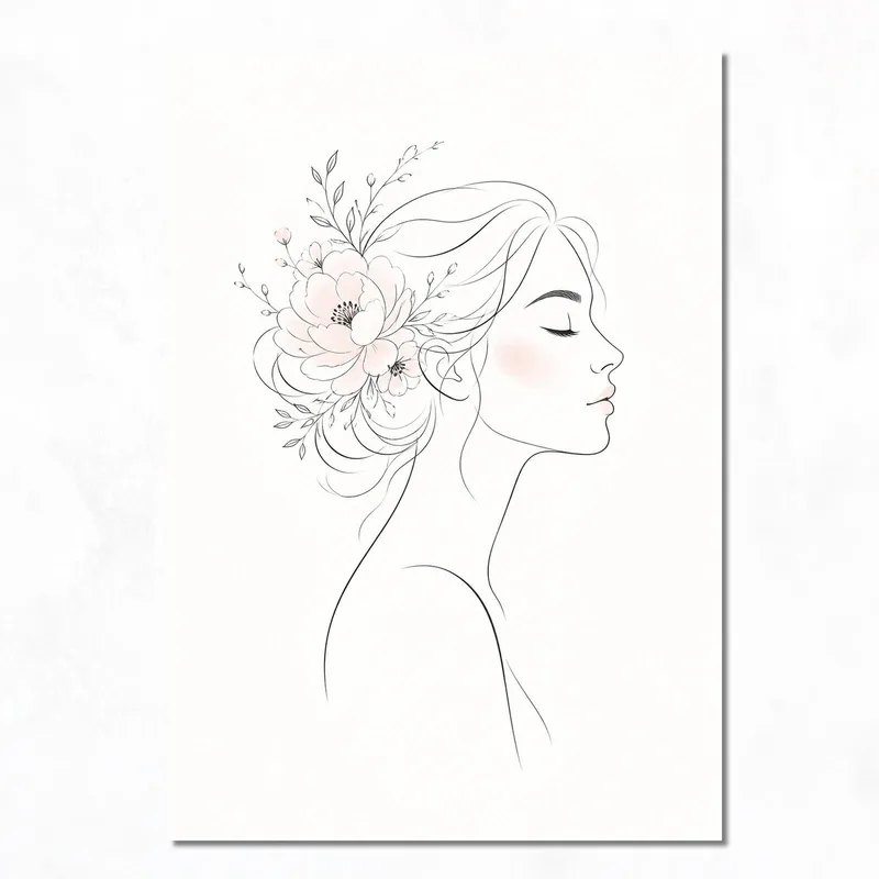 Canvas print floral woman silhouette
