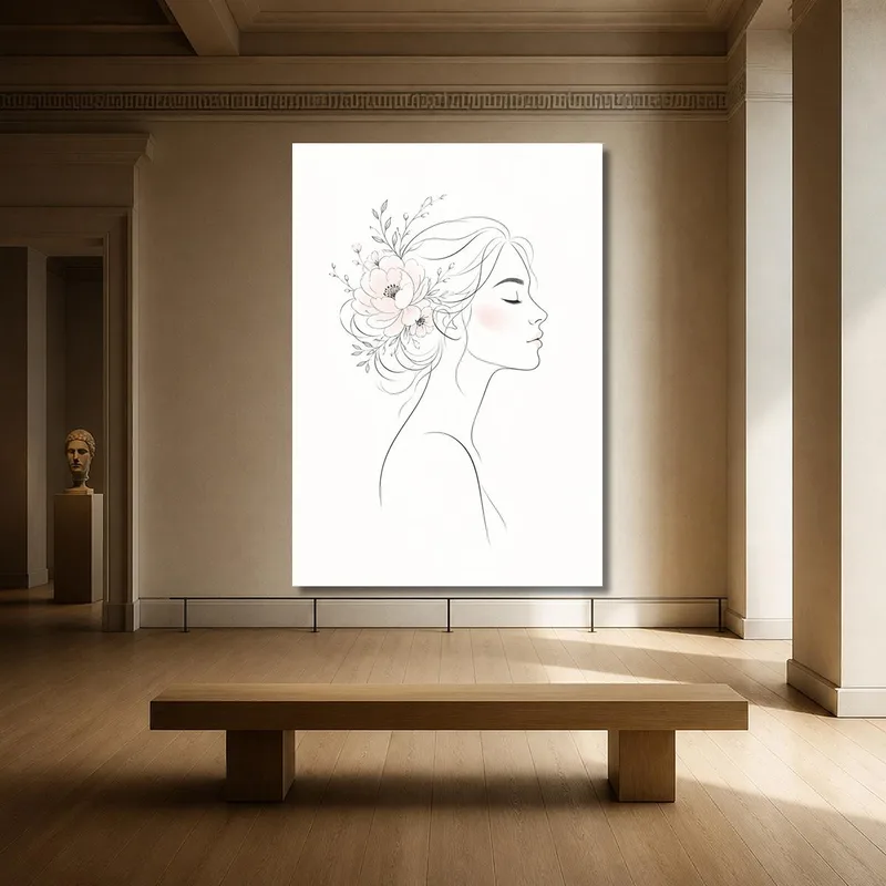Canvas print floral woman silhouette