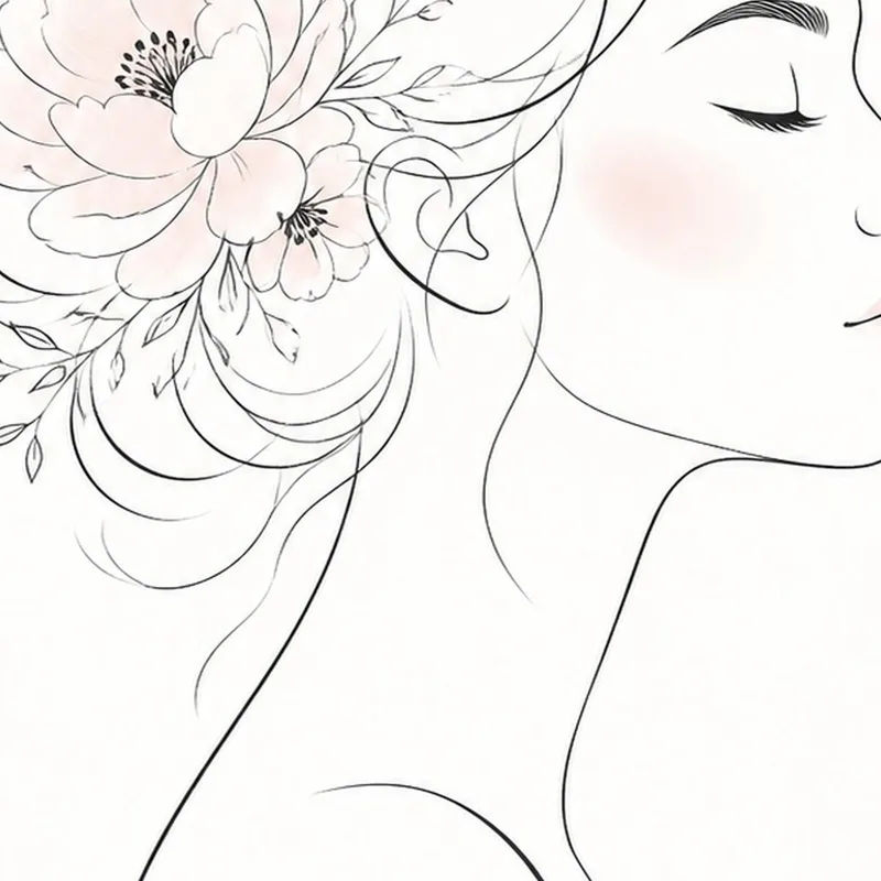 Canvas print floral woman silhouette