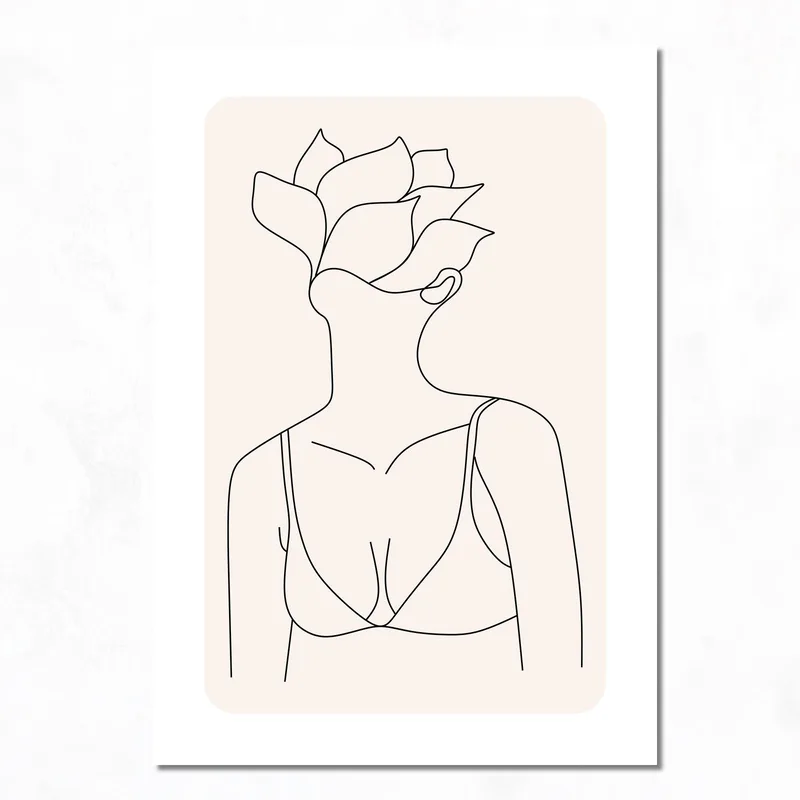 Kunstdruck frau mit blätterhaar