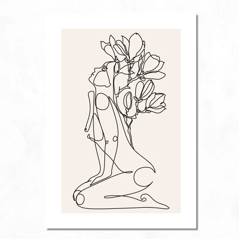 Femme avec Fleurs tableau moderne
