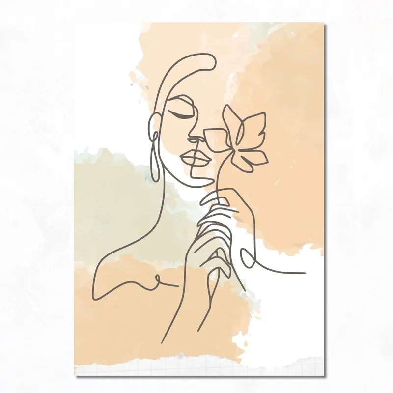 Quadro su tela donna con fiore