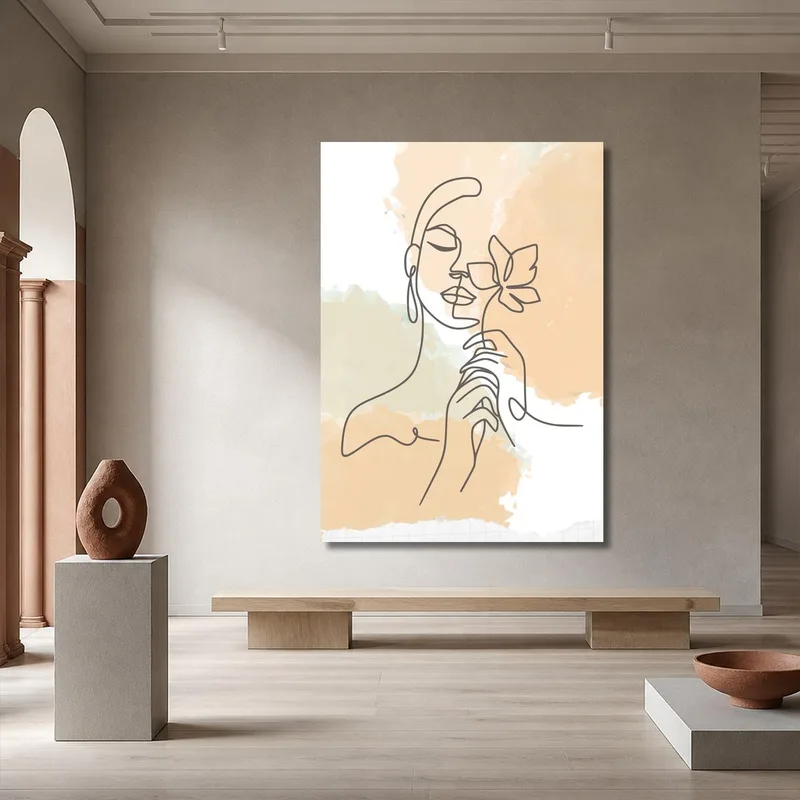Quadro su tela donna con fiore