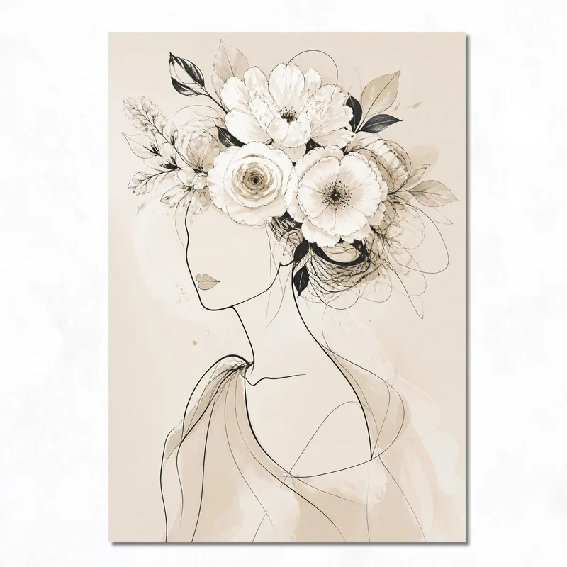 Silhouette Florale tableau sur toile