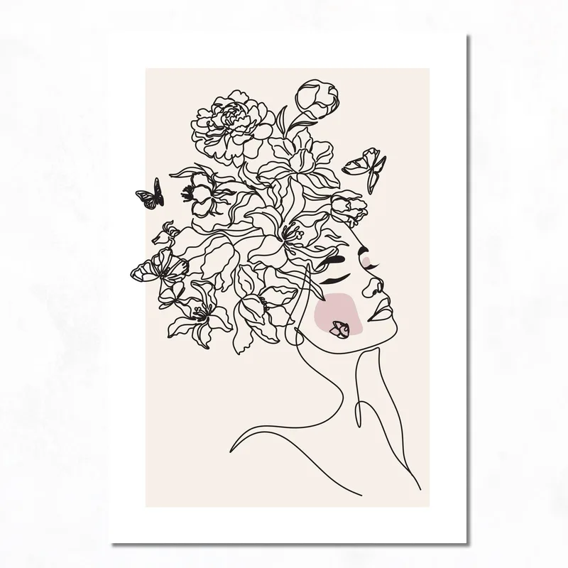 Canvas print floral woman portrait