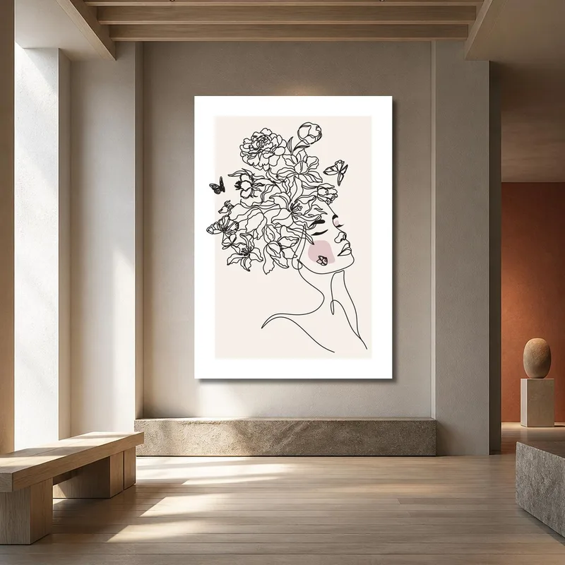 Canvas print floral woman portrait