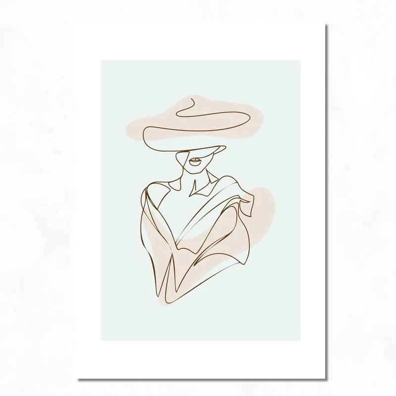 Impression sur toile art linéaire d'une femme minimaliste