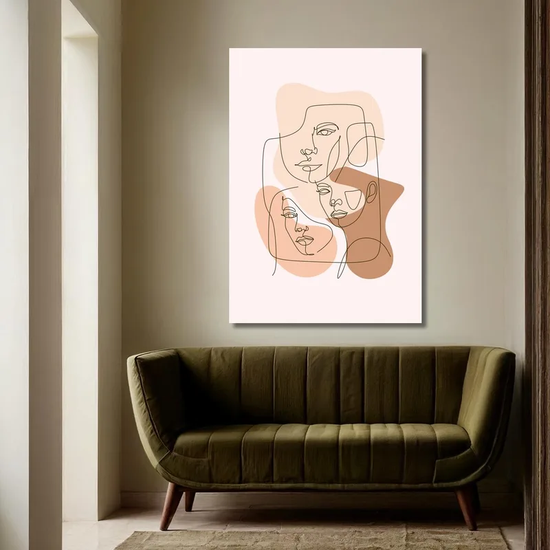 Arte dei Volti Astratti in Linea quadro canvas