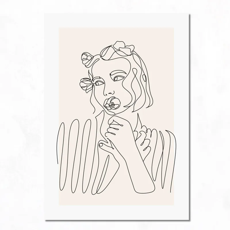 Ritratto in Arte Lineare Minimalista quadro moderno su tela
