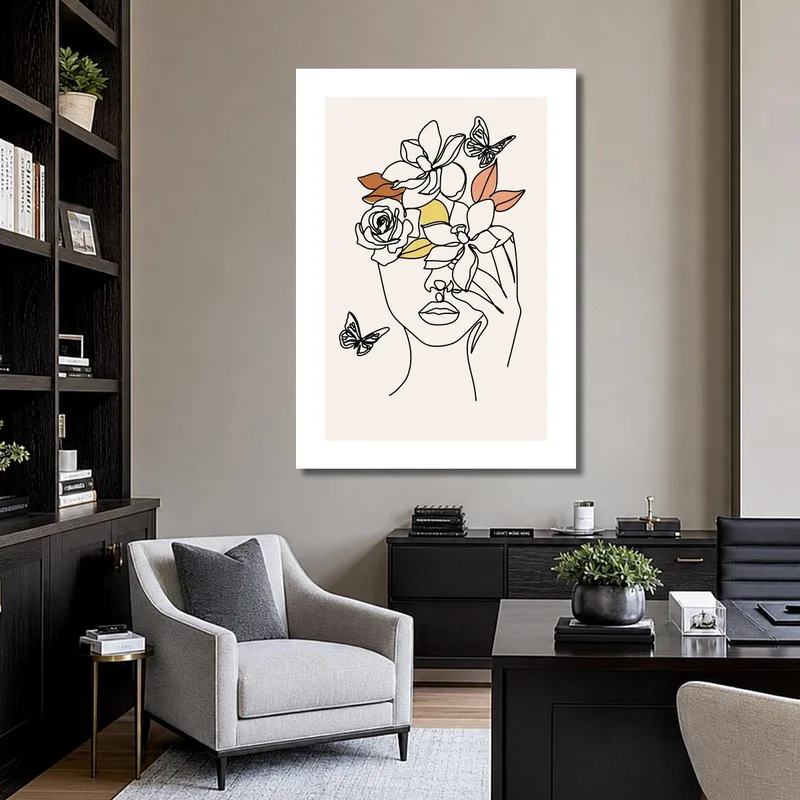 Toile artistique art de visage floral