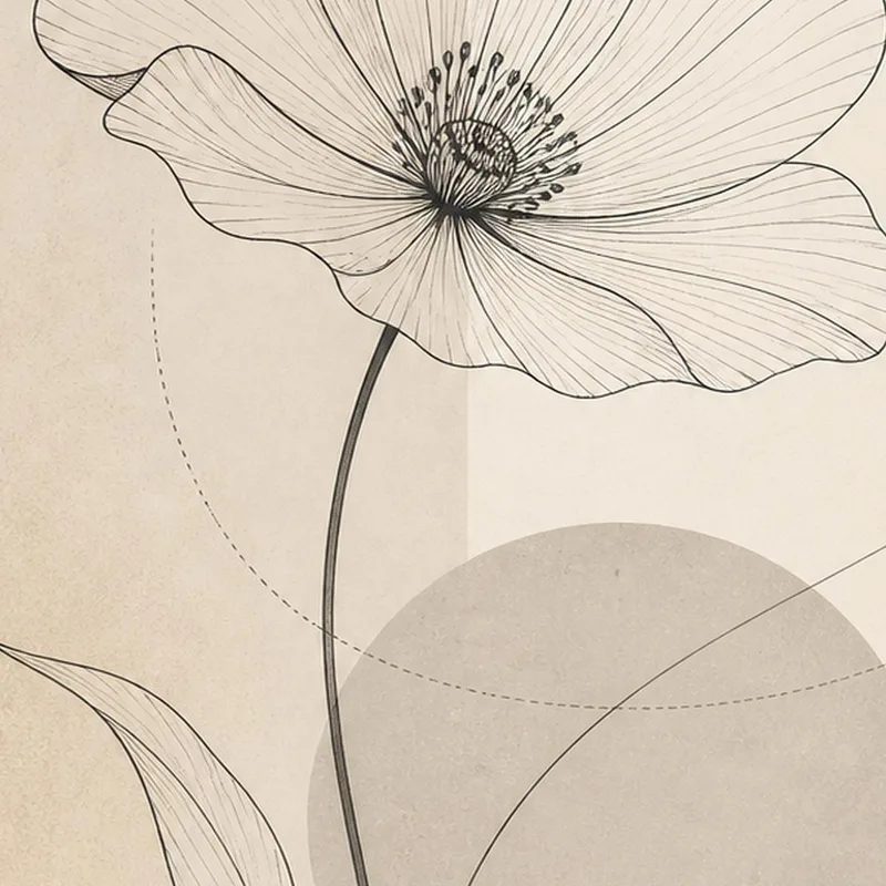 Disegno Lineare Fiore stampa su tela