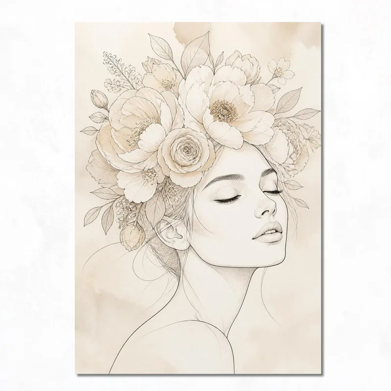 Kunstdruck florales porträt
