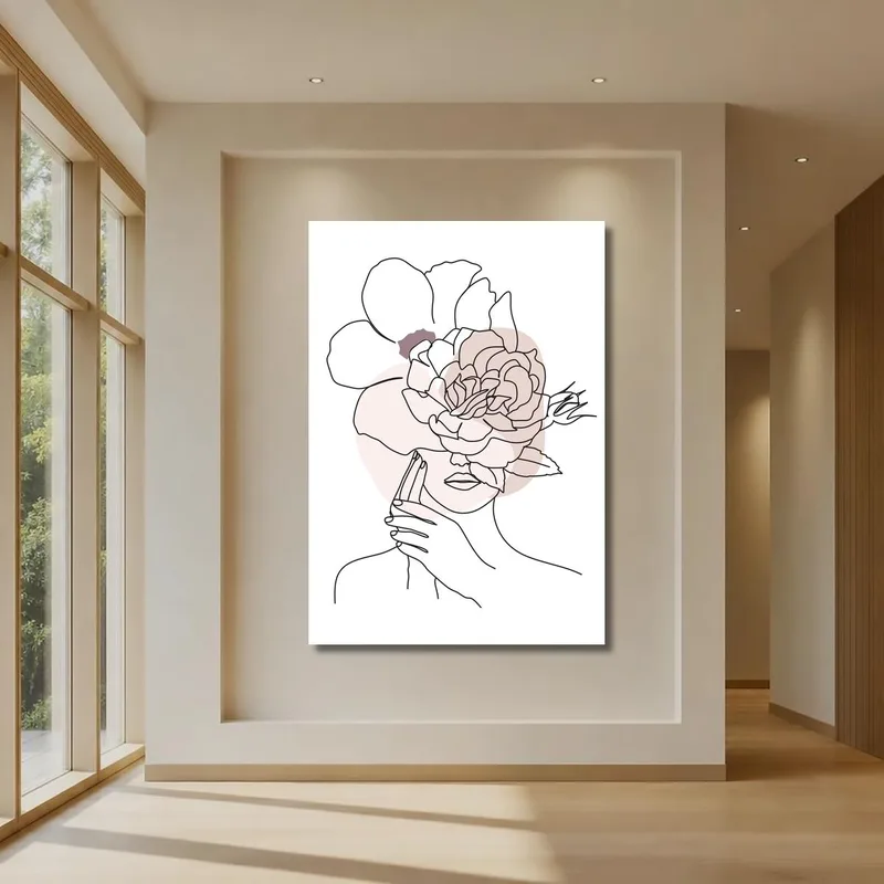 Leinwanddruck florale gesichtskontur