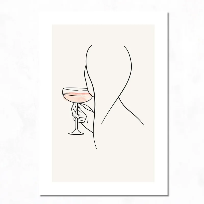 Kunstdruck frau mit cocktail
