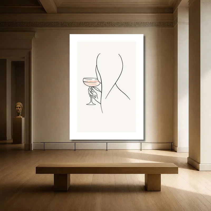 Kunstdruck frau mit cocktail
