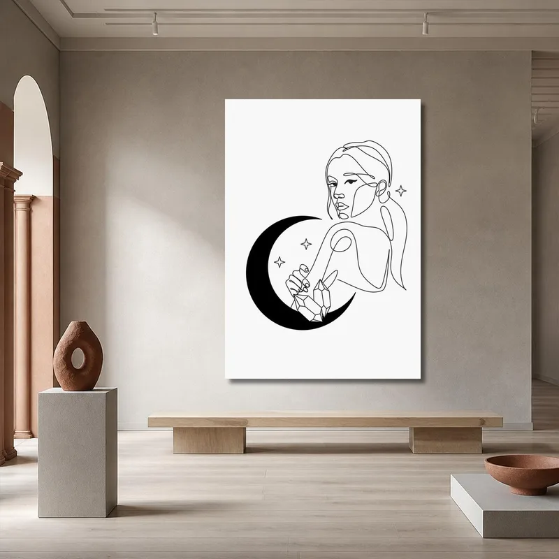 Donna con Cristalli e Luna stampa su tela