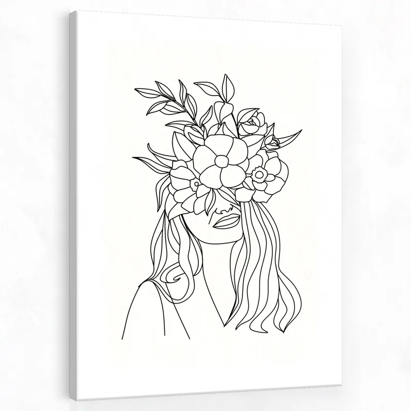 Floral Woman Illustration modern canvas