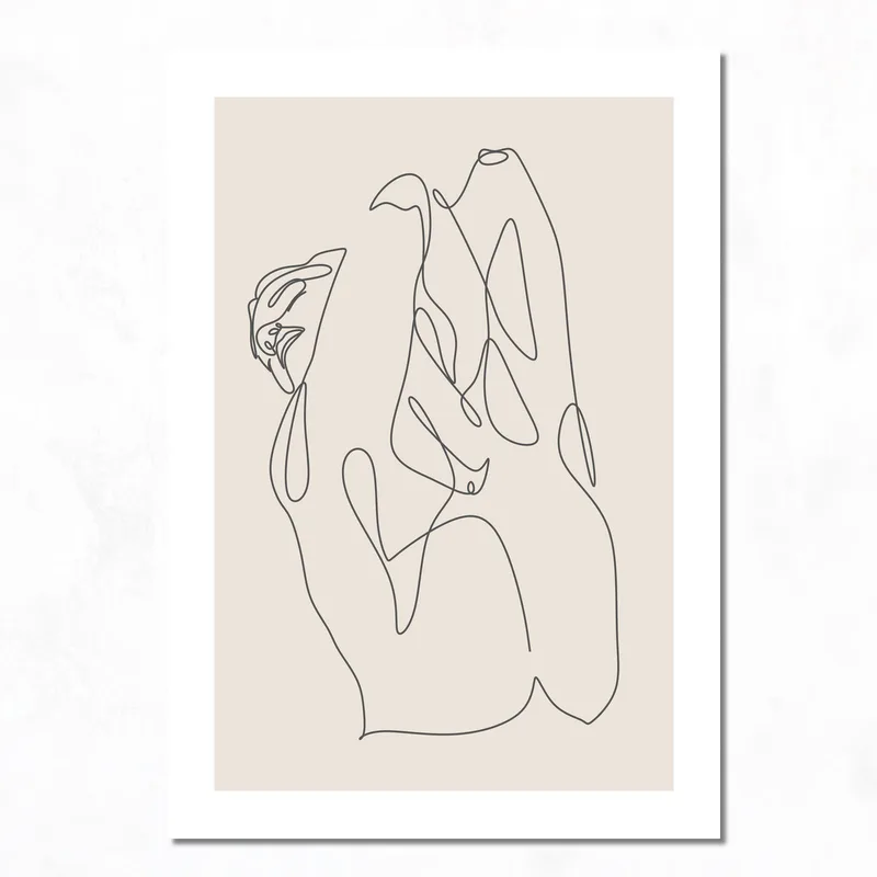 Fine art print abstract line art hands