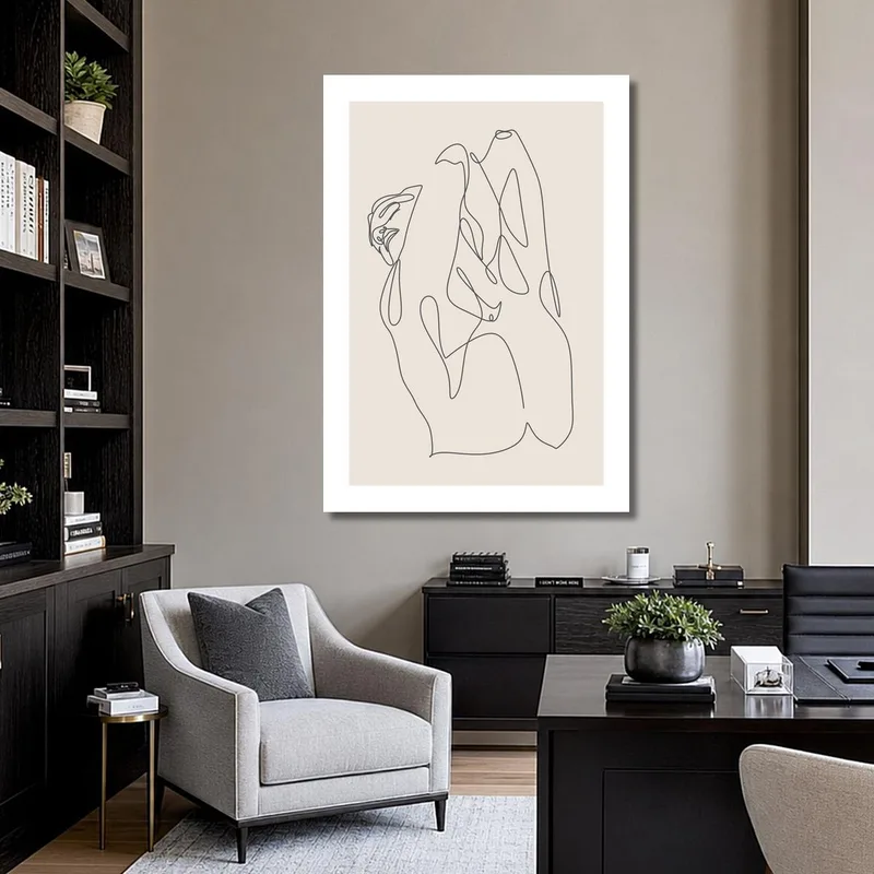 Fine art print abstract line art hands