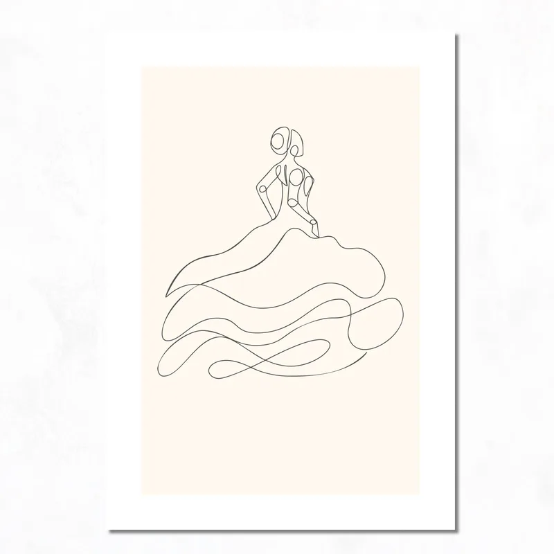 Donna in Abito Fluente - Line Art stampa su tela