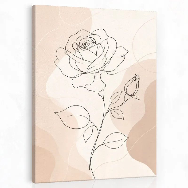 Canvas wall art line art rose