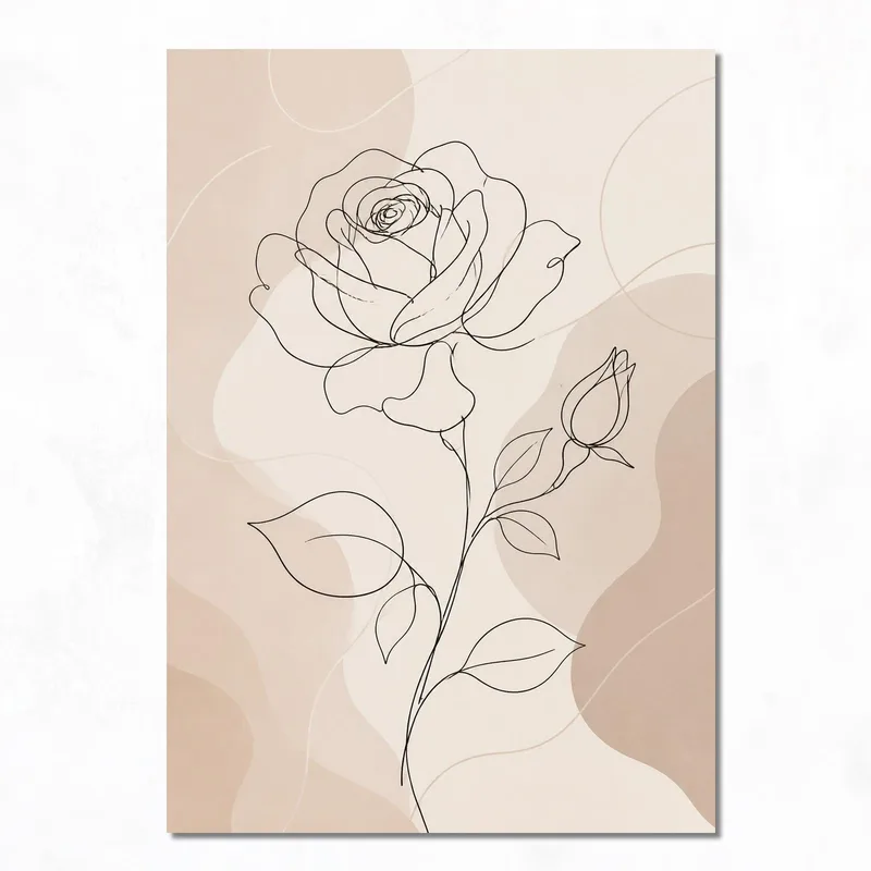 Canvas wall art line art rose