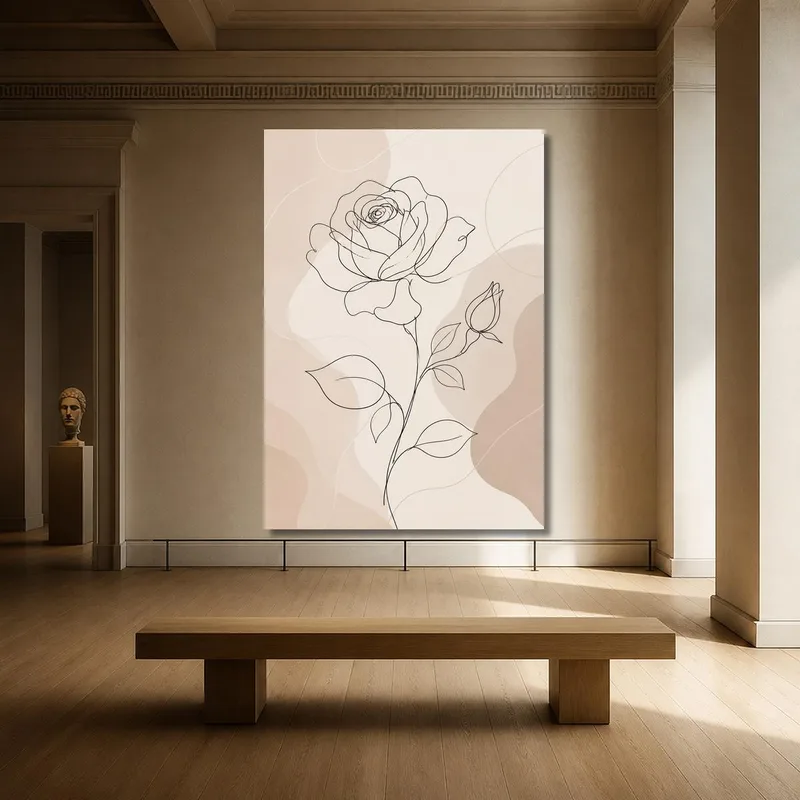 Canvas wall art line art rose