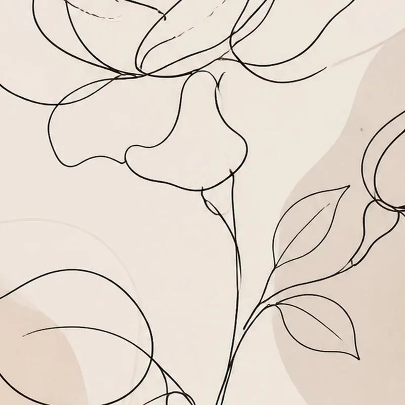 Canvas wall art line art rose