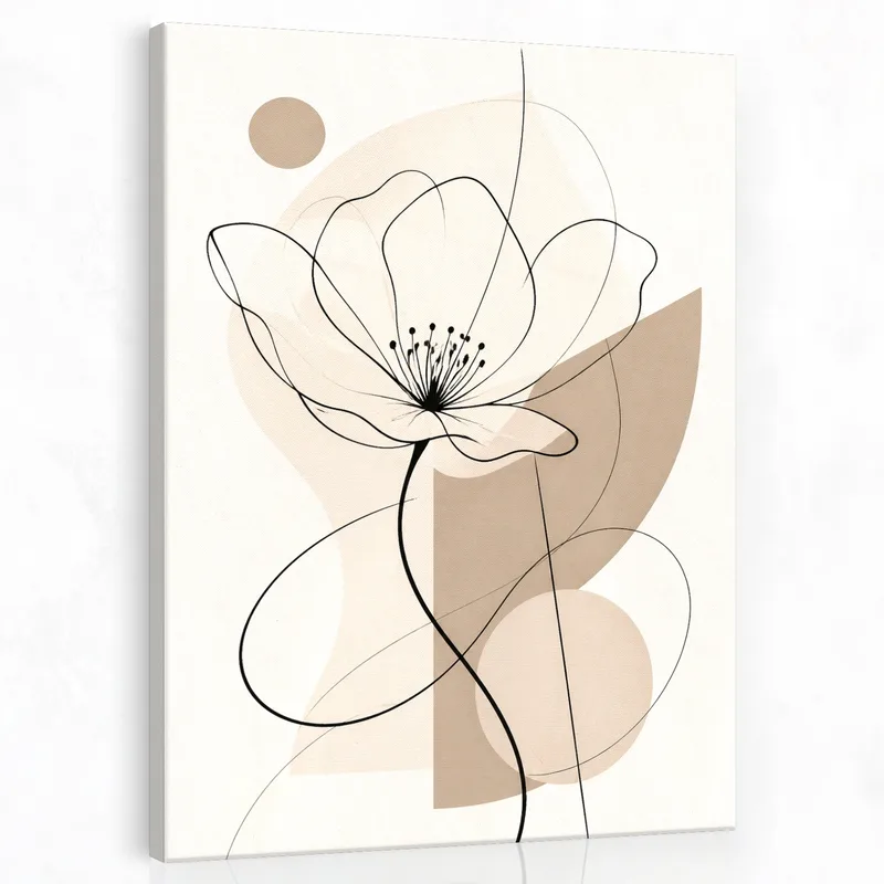 Modern canvas abstract floral line art