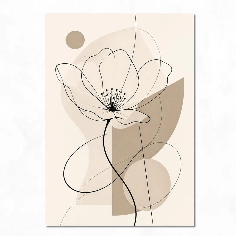 Modern canvas abstract floral line art