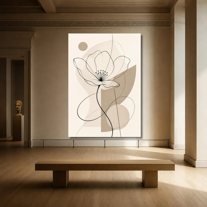 Modern canvas abstract floral line art