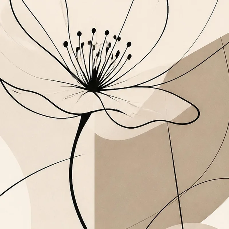 Modern canvas abstract floral line art