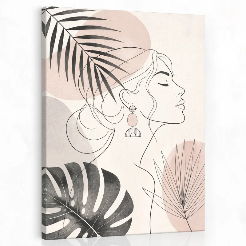 Canvas print abstract face line art