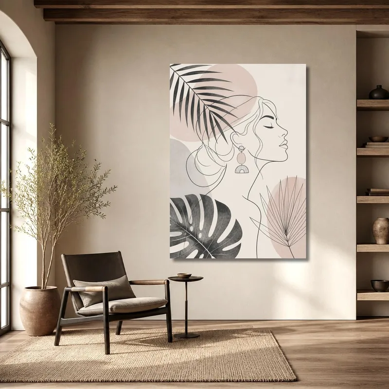 Canvas print abstract face line art