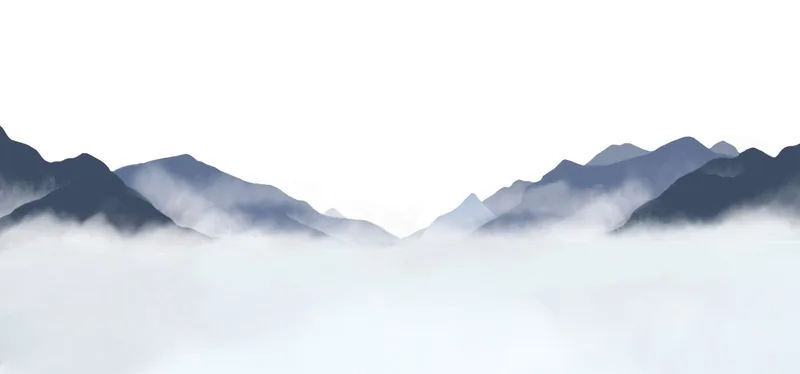 Abstract Landscape Painting Misty Mountainous Landscape Blue And White Minimalist