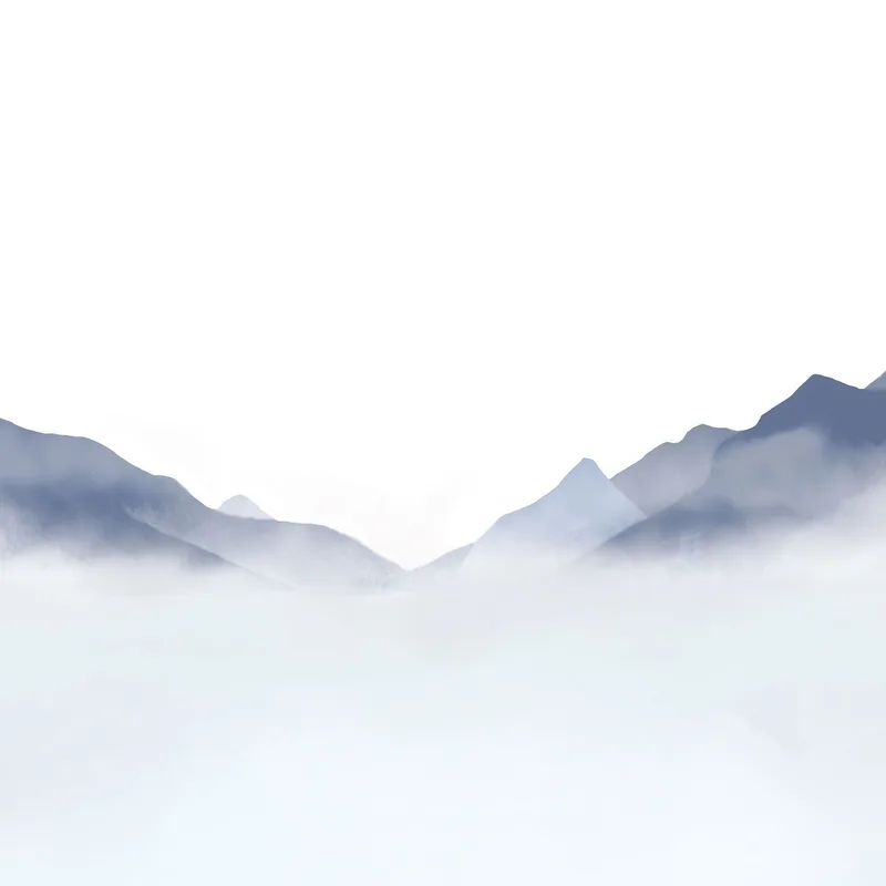 Abstract Landscape Painting Misty Mountainous Landscape Blue And White Minimalist