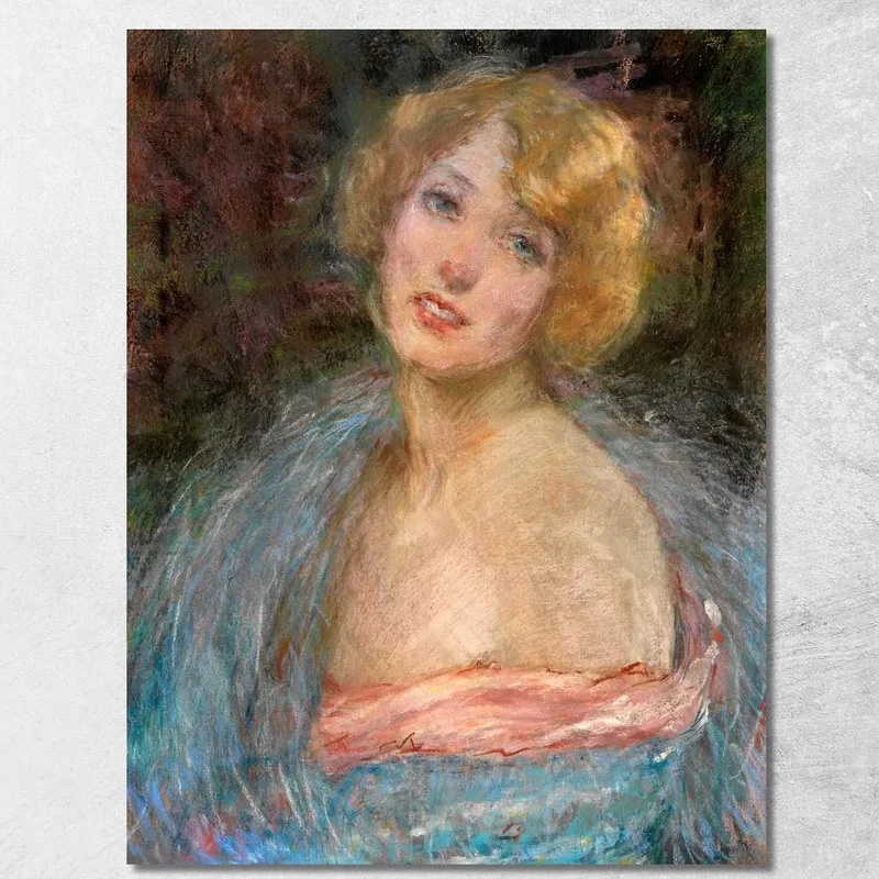 Blondes Mädchen Mit Boa Alice Pike Barney drucken auf leinwand