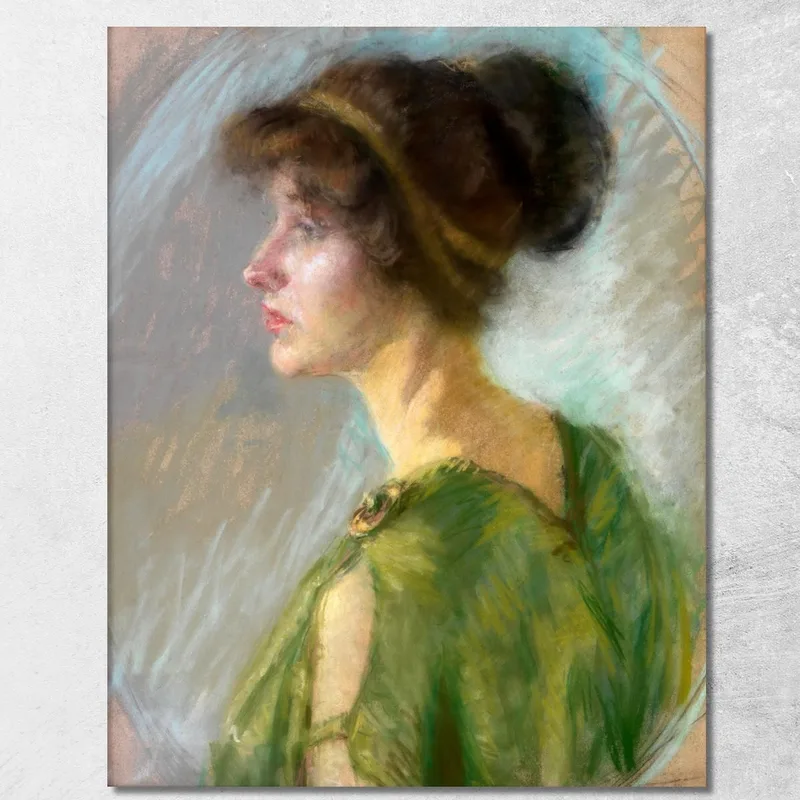 Giovane Donna In Verde Alice Pike Barney quadro stampa su tela