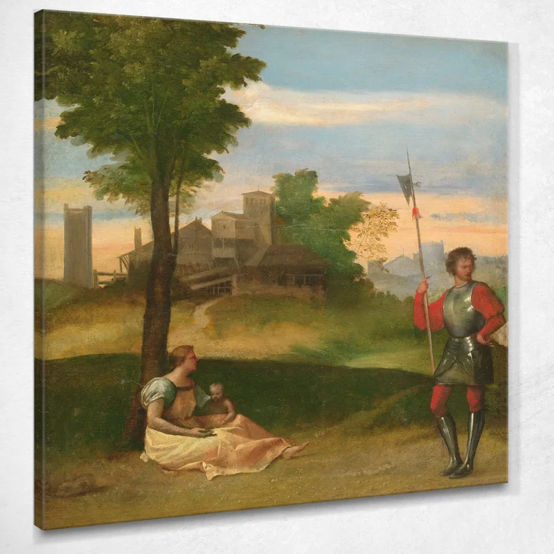 Eine Idylle Eine Mutter Und Ein Hellebarde In Einer Waldlandschaft Titian Tiziano Vecellio drucken auf leinwand